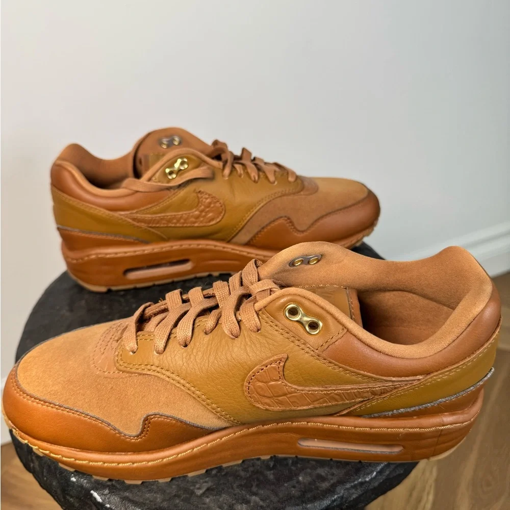 Nike Air Max 1 Premium Brown Leather Monochrome DV 3888-200 Size 8.5 Never Worn - Picture 8 of 8